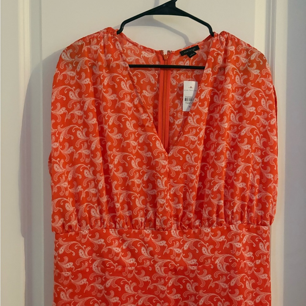 Ann Taylor Vibrant Orange Midi Dress - Picture 2 of 6